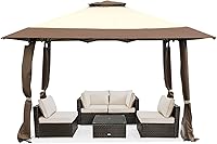 Vista 10 de Tangkula Gazebo desplegable de 13 x 13 pies para patio trasero, adecuado para patio y jardín, gazebo al aire libre con 169 pies cuadrados de sombra