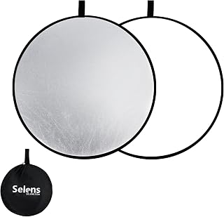 Selens 2-in-1 Foldable 17-Inch Light Reflector Silver/White Collapsible Disc for Portrait Photography & Outdoor Lighting