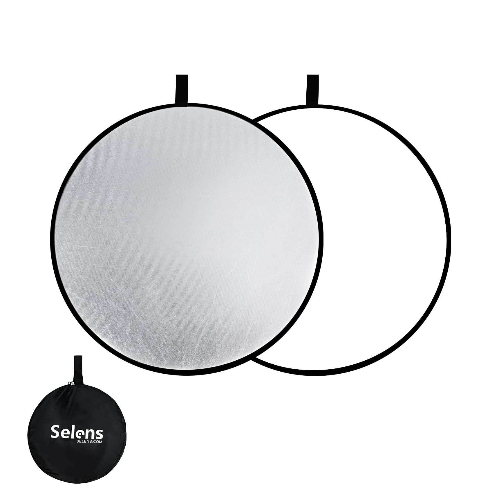 Selens 2 in 1 Foldable 17inch/45cm Light Reflector,Collapsible Disc Photography Reflector Silver,White for Portable Portrait Photography and Outdoor Lighting