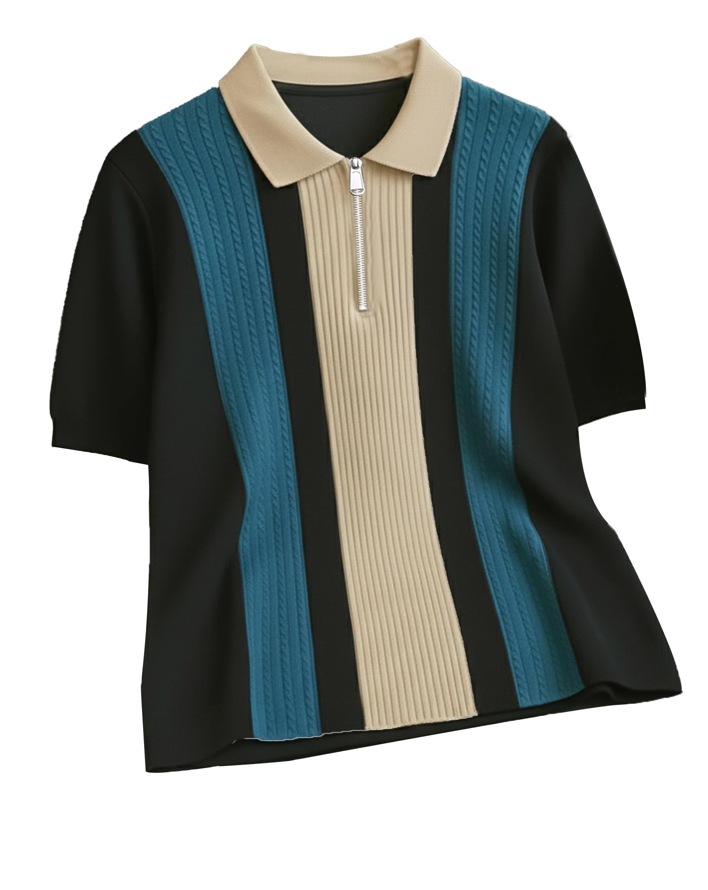 ausk Women’s Smart Casual Polo Knit Top | Half Sleeves | Zip Collar Design | Premium Rib Texture | Breathable Summerwear | Regular Fit-picture-40