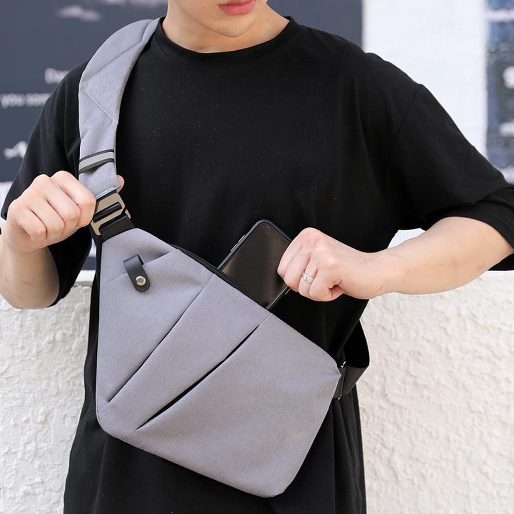 Vensivy Sling Crossbody Bags Anti-thief Slim Personal Flex Bag Safe Purse Bags for Women Men Waterproof (Grey, Right)