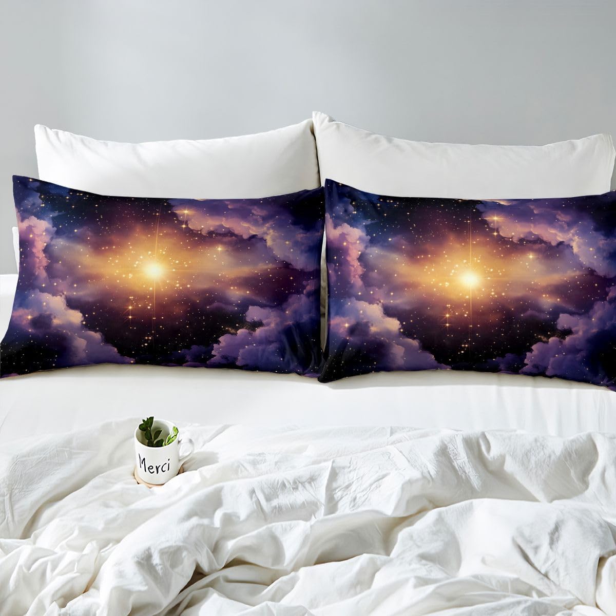 Outer Space Sheet Set Queen Size Kids Galaxy Universe Sheets with Deep Pocket Fitted Sheet for Boys Girls Teens Starry Space Outer Sky Bed Sheets Set Breathable Universe Cloud Bedding Set Room Decor
