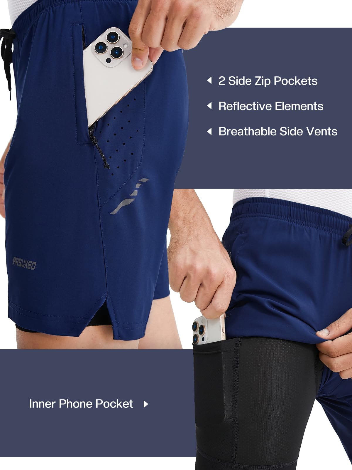 ARSUXEO Pantalones Cortos de Ciclismo para Hombre Pantalones Cortos de Ciclismo de montaña Acolchados y Holgados 2506