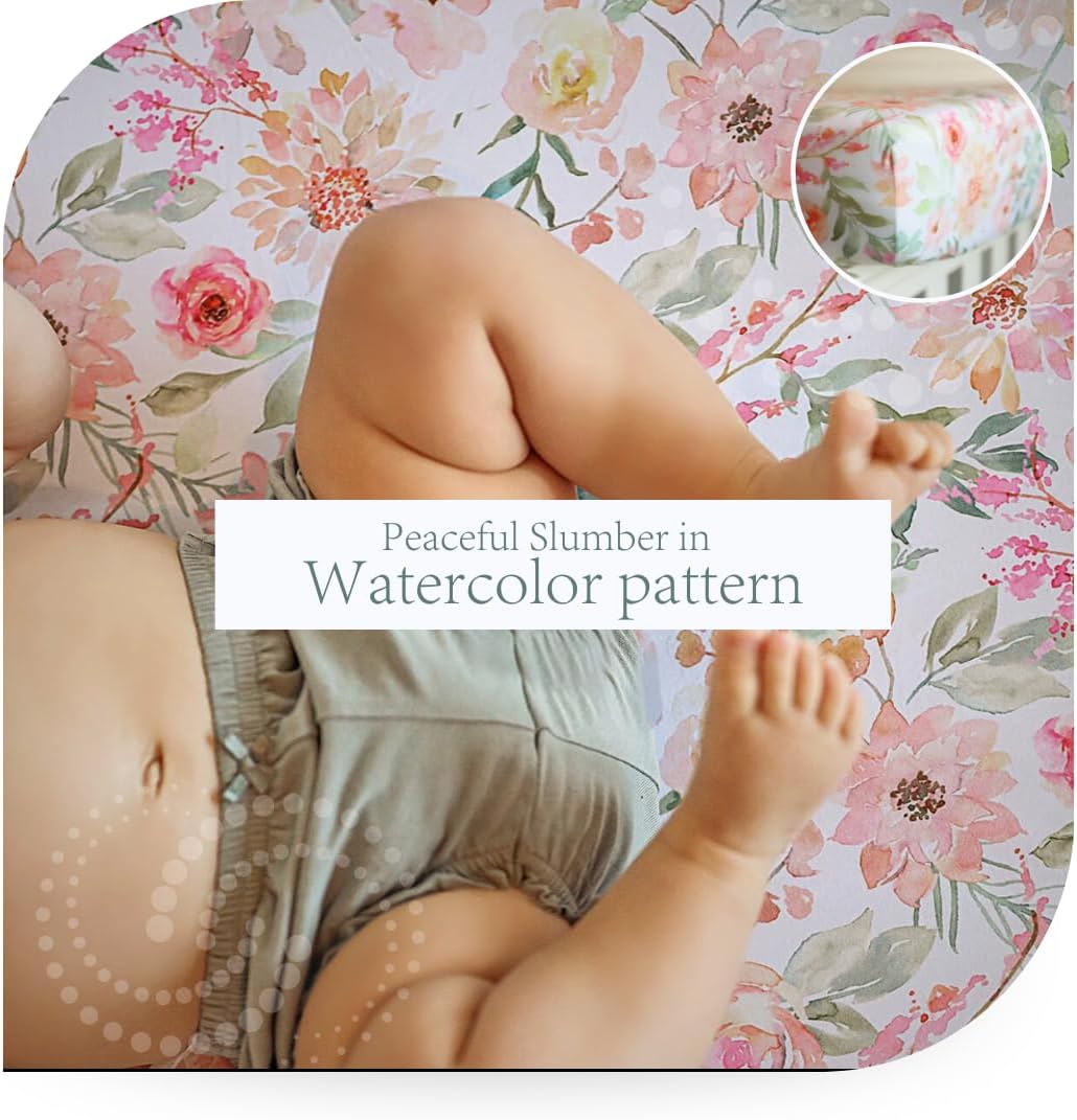 Baby Girls Crib Sheets | 2 Pack Floral Ultra-Soft Bedding for Crib Mattress and Toddler Beds | Crib Sheet for Baby Girls Comfort and Elegance by Max&So - Image 2