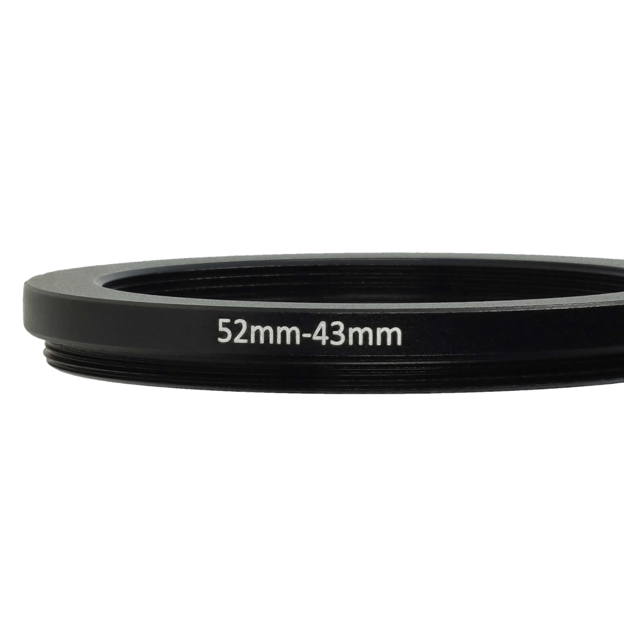 vhbw Step Down Adapter Ring Adapter filtra 52 mm-43 mm czarny pasujący do aparatu Agfa, Agfaphoto, Canon, Casio, Fujifilm, Kodak, Minolta, Nikon, Olympus