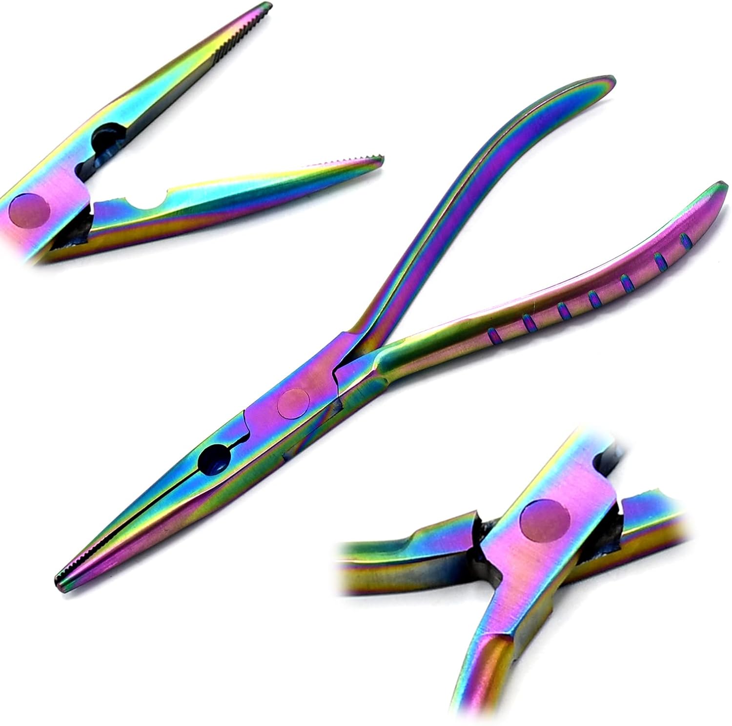 OdontoMed2011 Multi Titanium Rainbow Color 8" Stainless Steel Needle Nose Fisherman's Pliers Fisherman Plier