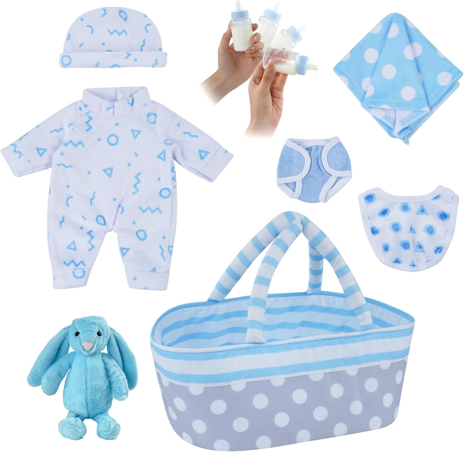 Barbie Outfits BABESIDE 8 Pcs Reborn Baby Doll Clothes With Bassinet For 17-22 Inch Babydolls, Reborn Baby Doll Accessories And Baby Dolls Clothes Fit Newborn Baby Dolls Girl, Pink Labubu Clothes Pink