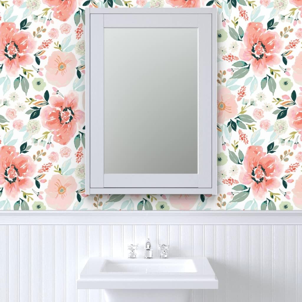 Nеw Dеаl Removable Wallpaper 9ft x 2ft - Summer Floral Watercolor Garden Bloom Baby Girl Nursery Custom Pre-Pasted Wallpaper by Spoonflower