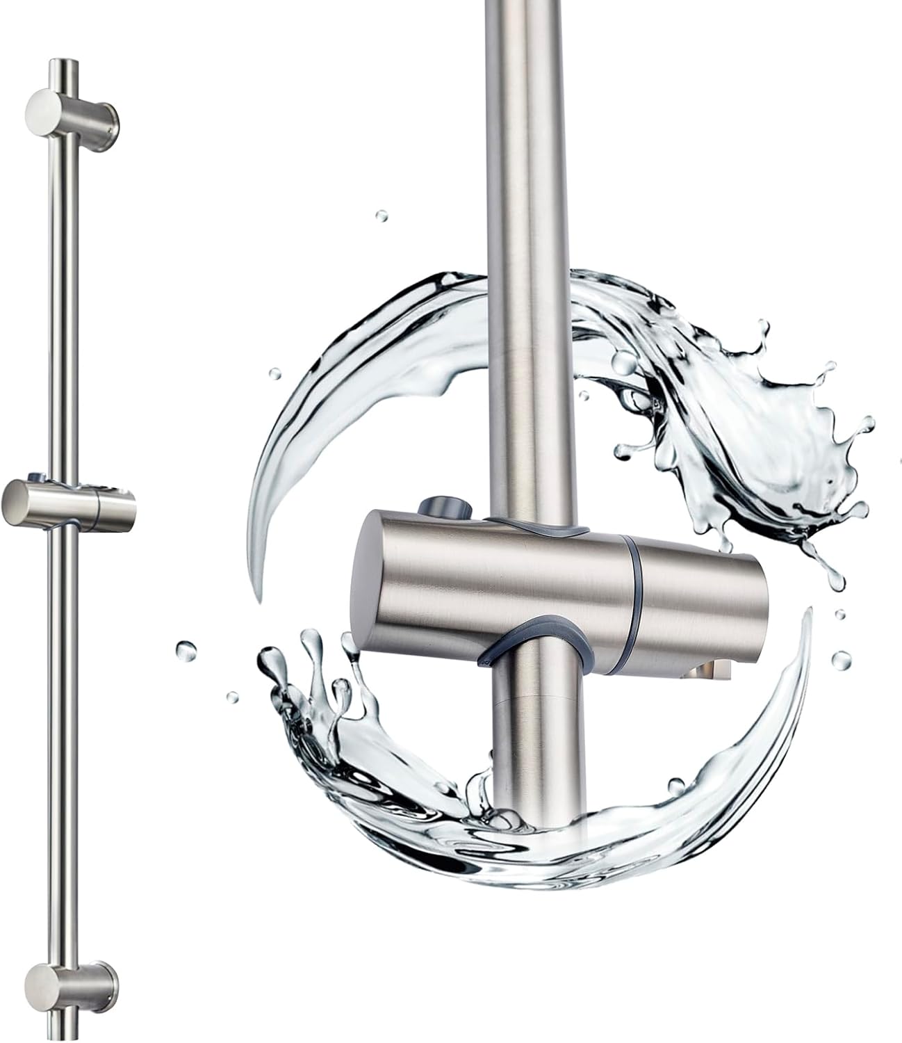 31.5 Inch Shower Slide Bar Wall Mount – Brushed Nickel Shower Sliding Bar with Adjustable Shower Head Holder – Detachable Shower Head Slide Bar for Bathroom