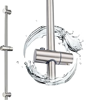 31.5 Inch Shower Slide Bar Wall Mount – Brushed Nickel Shower Sliding Bar with Adjustable Shower Head Holder – Detachable Shower Head Slide Bar for Bathroom
