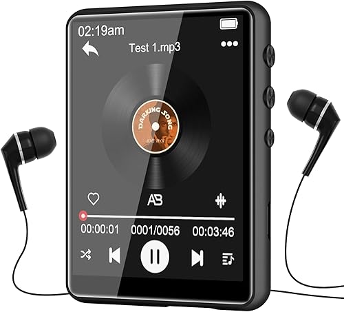 ZAQE Reproductor de MP3 con Bluetooth 5.3, reproductor de música HiFi portátil de 2.4 pulgadas con radio FMaltavoz HDgrabaciónlibro
