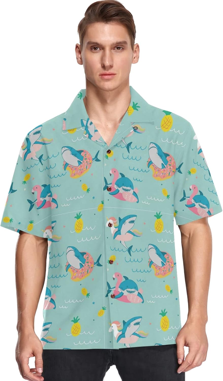 visesunny Mens Unique Pattern Hawaiian Shirt Beach Tropical Button Up Shirts Vacation Cruise Hawaii Summer Clothes