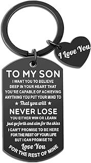 Son Gifts From Mom Dad Inspirational Keychain Gifts For Son Adult Son Gift Ideas For Birthday Thanksgiving day Easter Christmas Stocking Stuffers For Son Kids Teen Boys Cool Stuff Gifts Black Keyring