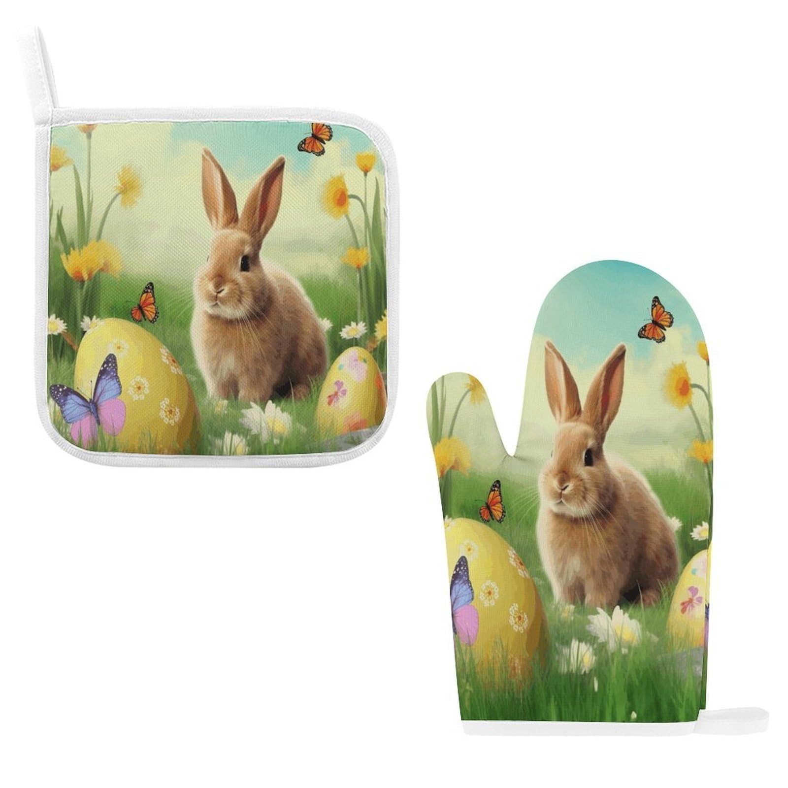 Fodpand Style Easter Bunny Spring Butterfly Oven Mitts And Pot Holders Sets