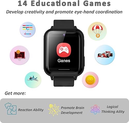 Miniatura 7 de PTHTECHUS Reloj inteligente para niños  Reloj inteligente para niños y niñas con juego de música, reproductor de MP3, video HD, cámara selfie,