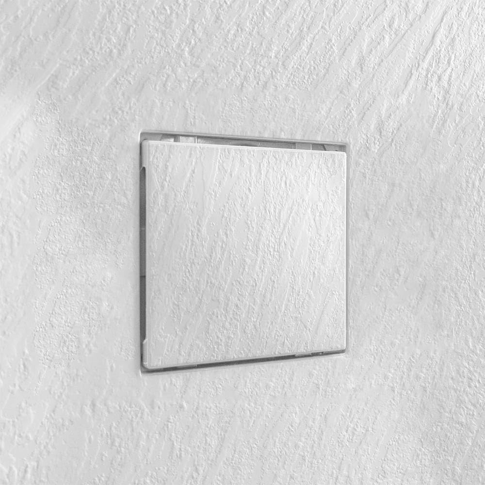 Piatto doccia 80x80 cm semicircolare bianco effetto pietra in resina, ultra slim con spessore 3 cm, riducibile su misura, AGORA’