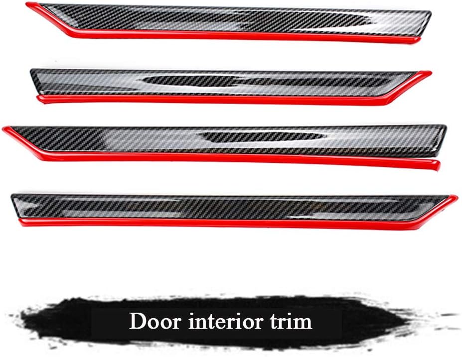 XITER 8pcs ABS Carbon Fiber Car Interior Automobile Door Panel Stripe Cover Molding Trim Accessories For Honda 10th Civic 2016 2017 2018 2019 2020 2021 (Not Fit coupe) (RED)