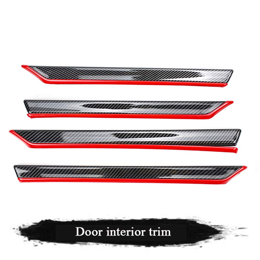 XITER 8pcs ABS Carbon Fiber Car Interior Automobile Door Panel Stripe Cover Molding Trim Accessories For Honda 10th Civic 2016 2017 2018 2019 2020 2021 (Not Fit coupe) (RED)
