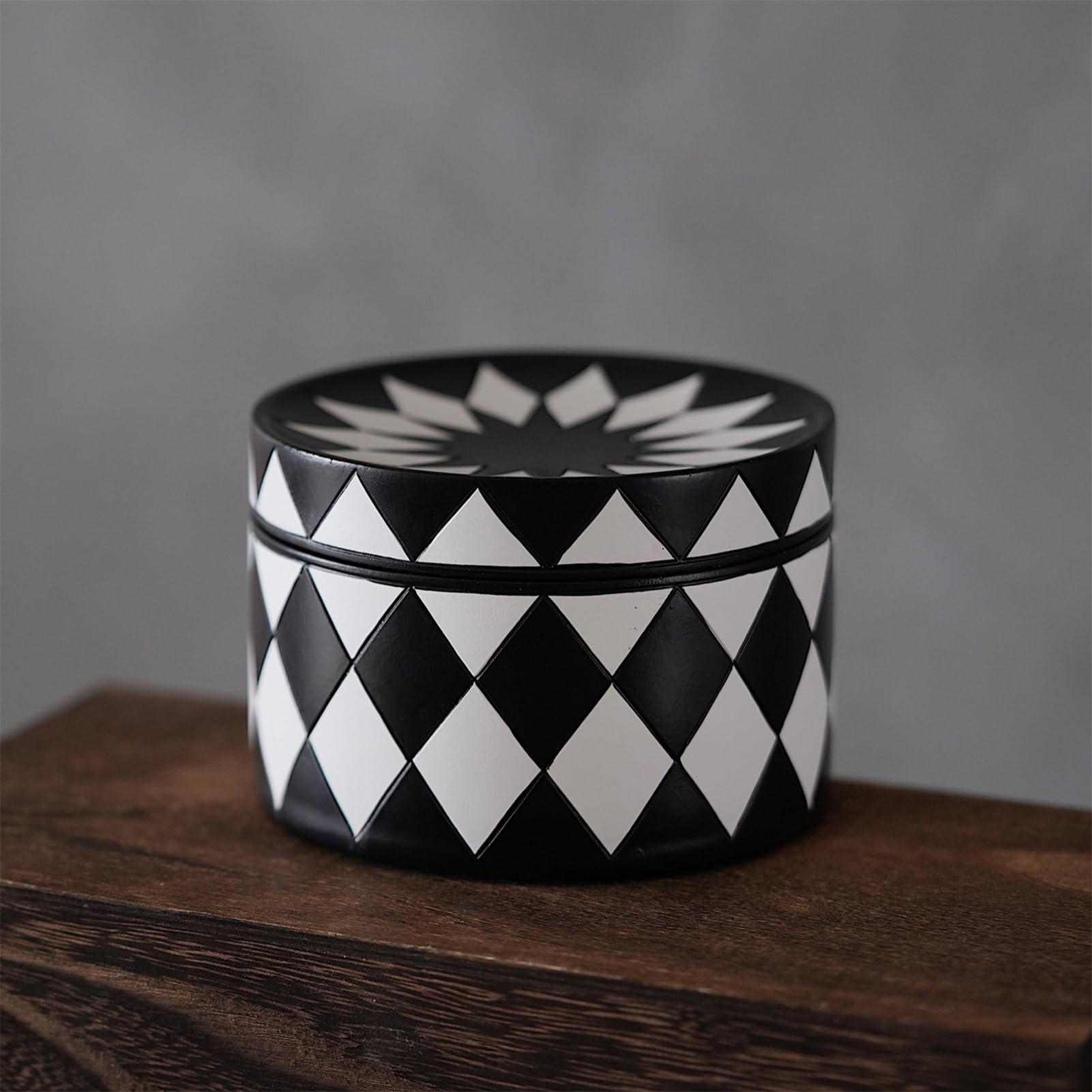 Decorativa Para Joyas Porta Alhajas A Cuadros Negro Y Blanco