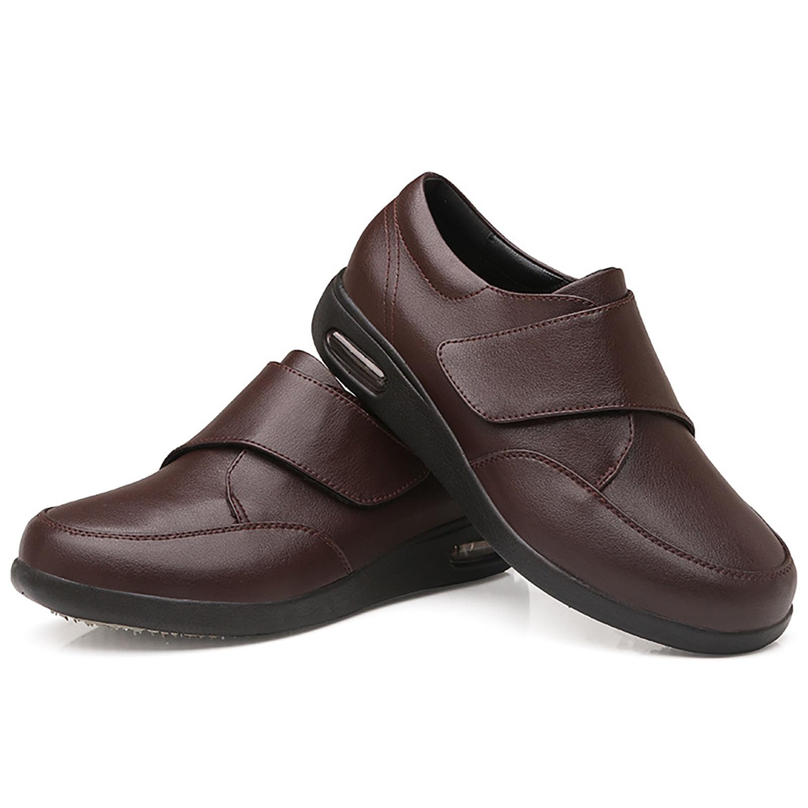 Zapatos Cuero Ortopédicos Diabéticos,Zapatos Ancho Especial para Pies Hinchados Zapatillas Hombre,Caminar Zapatos,Ancianos Zapatos Preventivos Salud Fascitis Plantar,Marrón,38EU