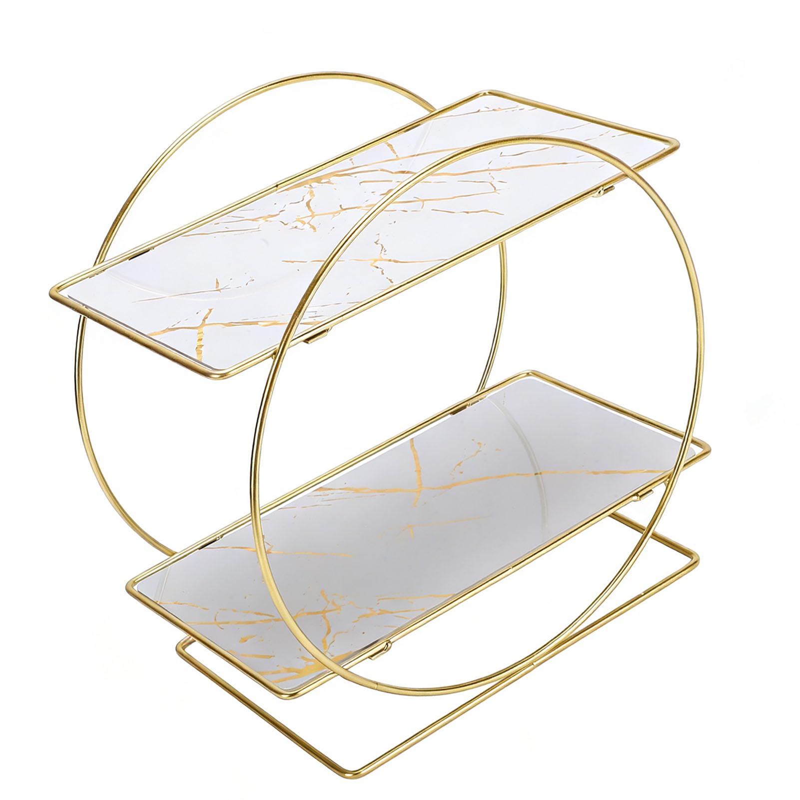 Jelquix 2 Tier Iron Perfume Organizer, Multi Purpose Perfume Organizer, Stylish Practical Bathroom for Cosmetics Skincare Products Toiletries, 10.2x5.9x10.2inch (White)
