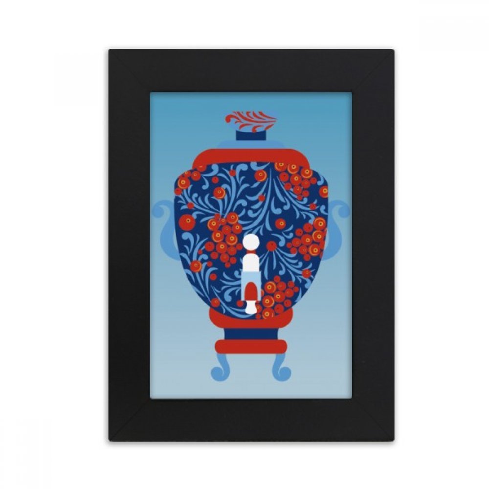 Cadre photo noir art russe motif vase idée cadeau originale 5x7