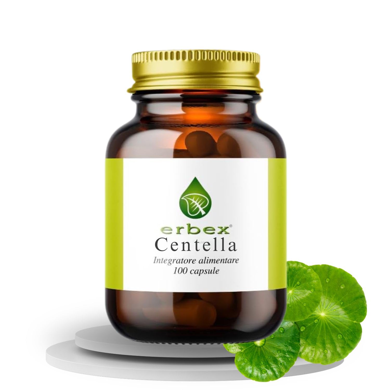 ERBEX - Centella Asiatica 100 Capsule – Doppia Formula Totum + Estratto Titolato | Microcircolo, Gambe Pesanti, Ritenzione Idrica e Cellulite | Integratore Drenante Naturale