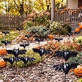 Weysat 12 Pcs Halloween Metal Bat Garden Stakes for Outdoor Garden Decor