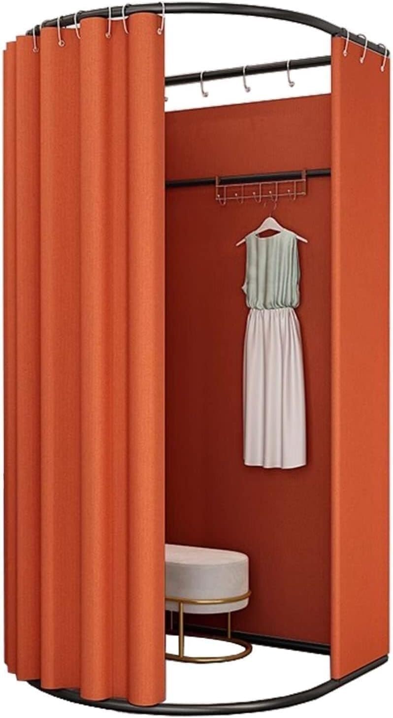 Shop Corner Fitting Room Display, Office Privacy Partition Curtain, Portable Locker Room Station(Color:Orange,Size:100x95x200cm)