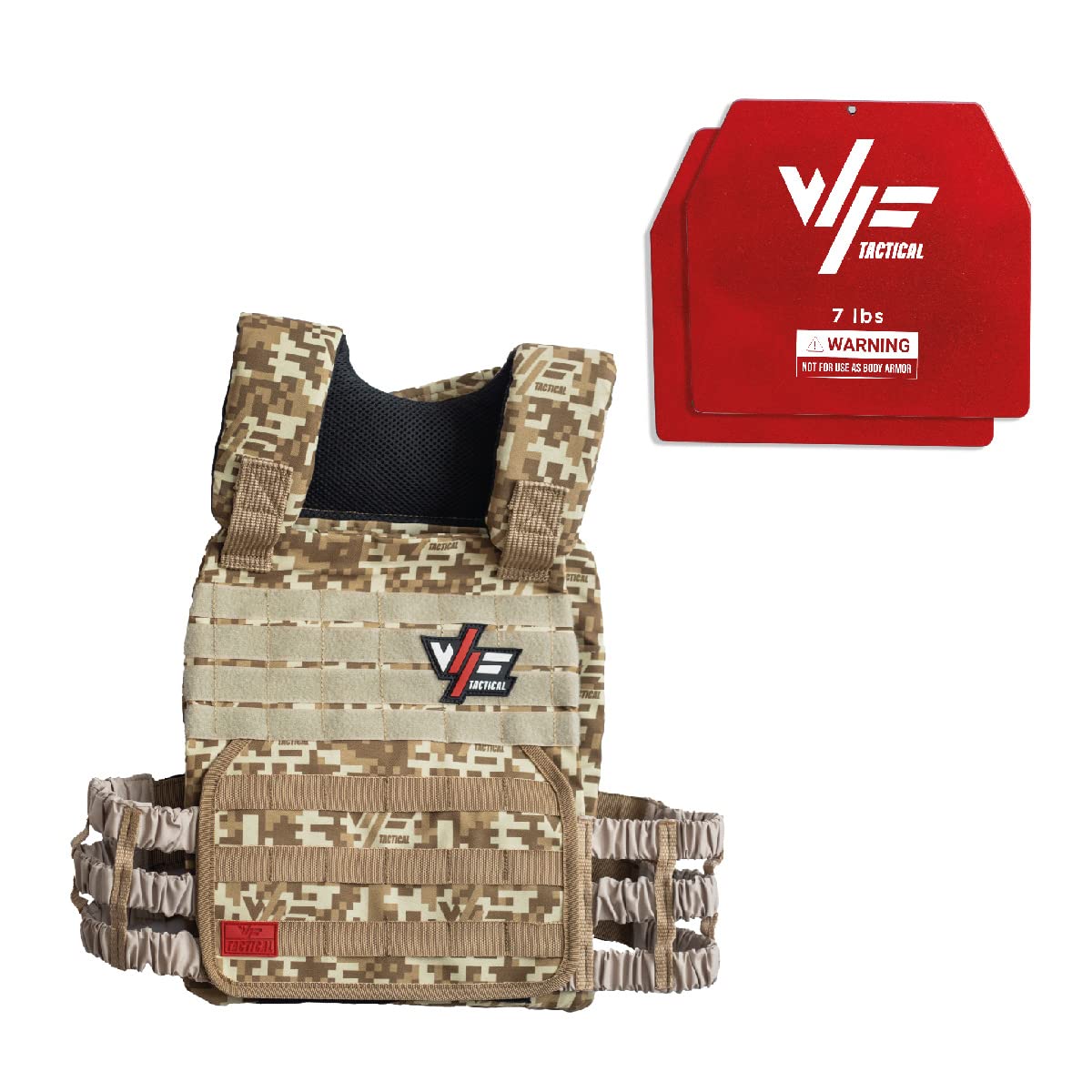 Weighted vest Adjustable CrossTraining Plate carrier Strength Training Fitness Workouts Running Beige w a pair of 7 lb