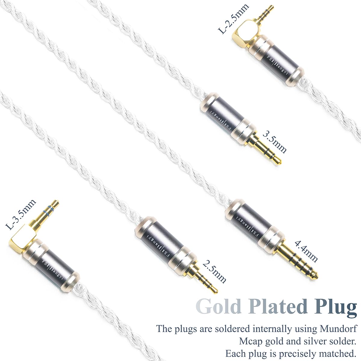 6N OFC Silver Plated IEM Cable for Sennheiser IE200 IE300 IE600 IE900 4.4mm Balanced Hi-Fi Earphone Audio Upgrade Cable (3.5mm Plug)