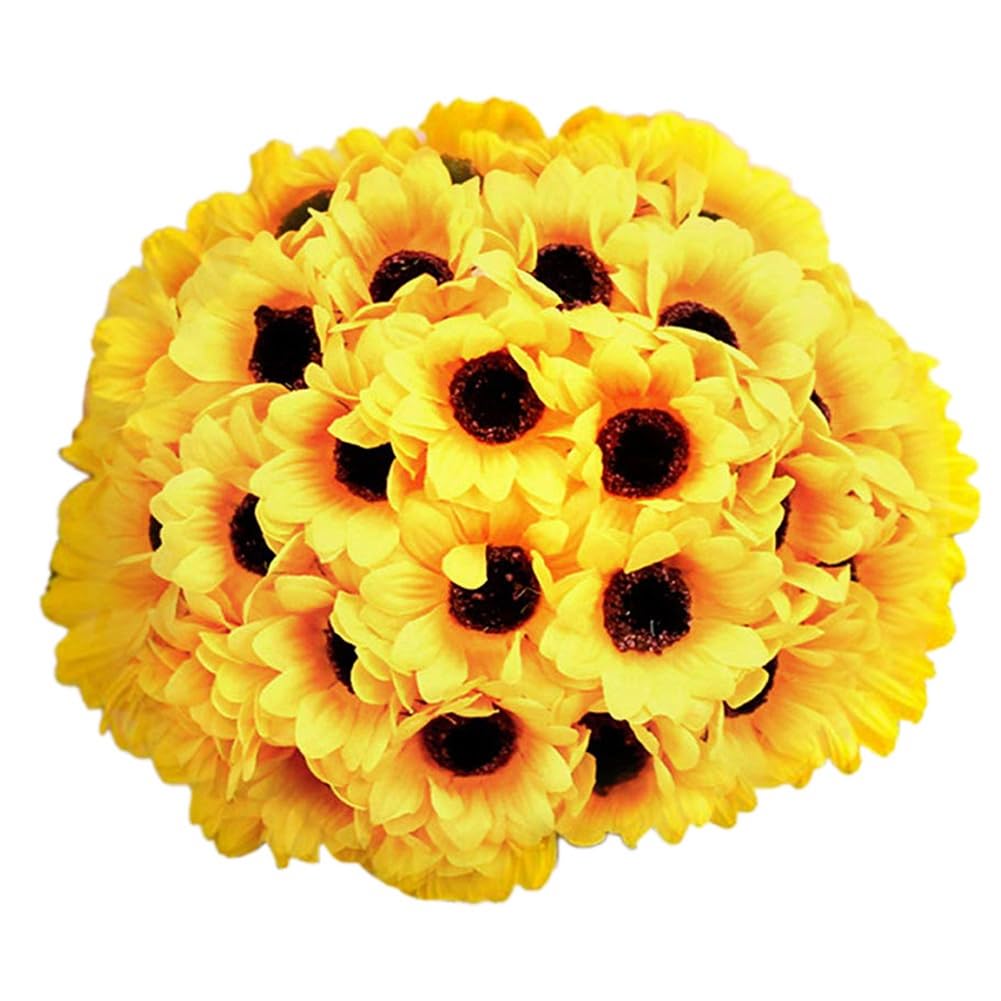 CTRLZS 50Pcs Artificial Sunflower Heads Silk Sun Flowers Artificial SunFlowers Arrangements for Birthday Party Home Decor 7cm Easy to Use