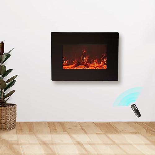 FLAME&SHADE Chimenea eléctrica empotrada en pared o montada en la pared, pantalla plana de 42 pulgadas de ancho, calentador de habitación portátil