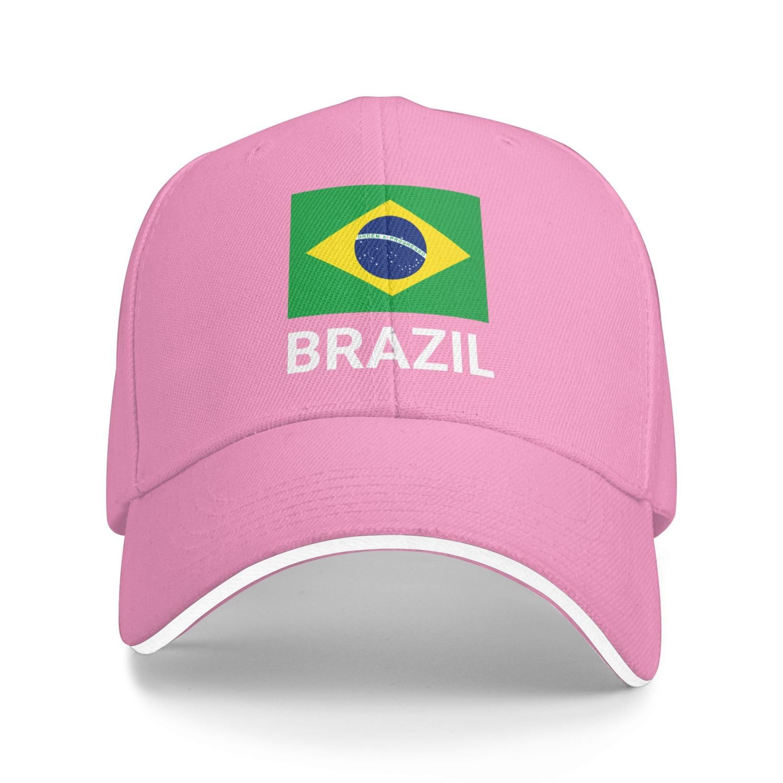 Support Brazil Flag Hat Brazilians Caps for Men Women I Stand with Brazil Baseball Cap Trucker Hats Pink