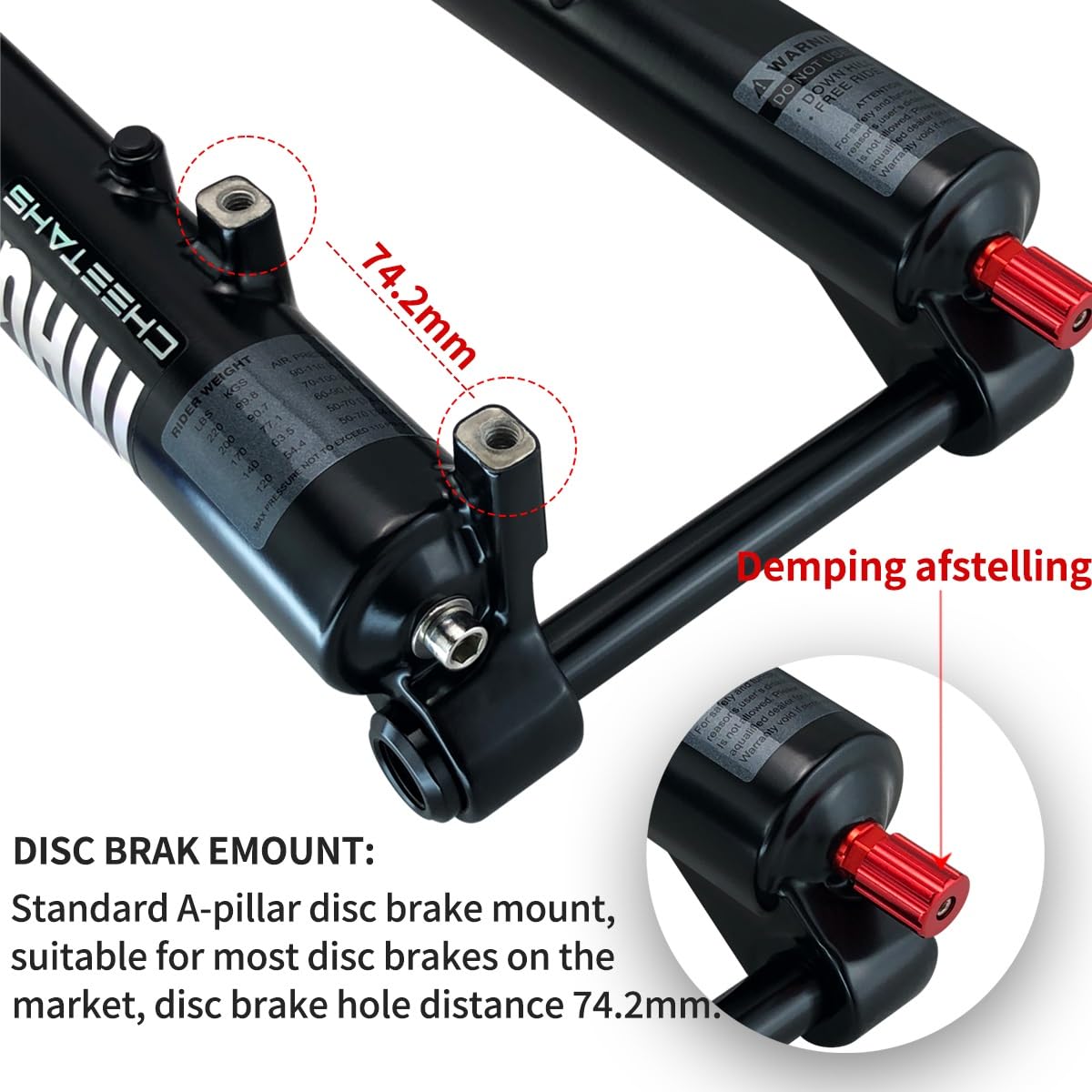 66.0 cm/69.8 cm/73.7 cm rower górski zawieszenie pneumatyczne widelec 1-1/8 prosta kierownica 15 x 110 mm oś przelotowa 180 mm podróż zjazd do MTB AM FR DH regulacja odbicia