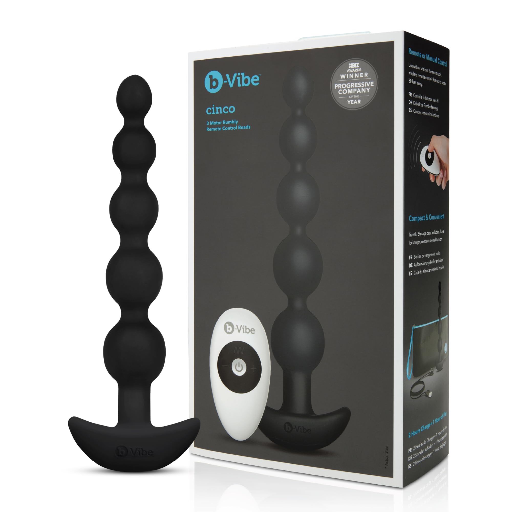 Amazon.com: b-vibe Vibrating Anal Beads - Cinco Remote Control Butt Plug  Beads Silicone Anal Toys - Black : Health & Household