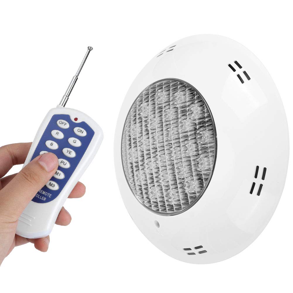 YWBL-WH Poolleuchte, 24 LED Unterwasserlicht AC12V 24W mit Fernbedienung,