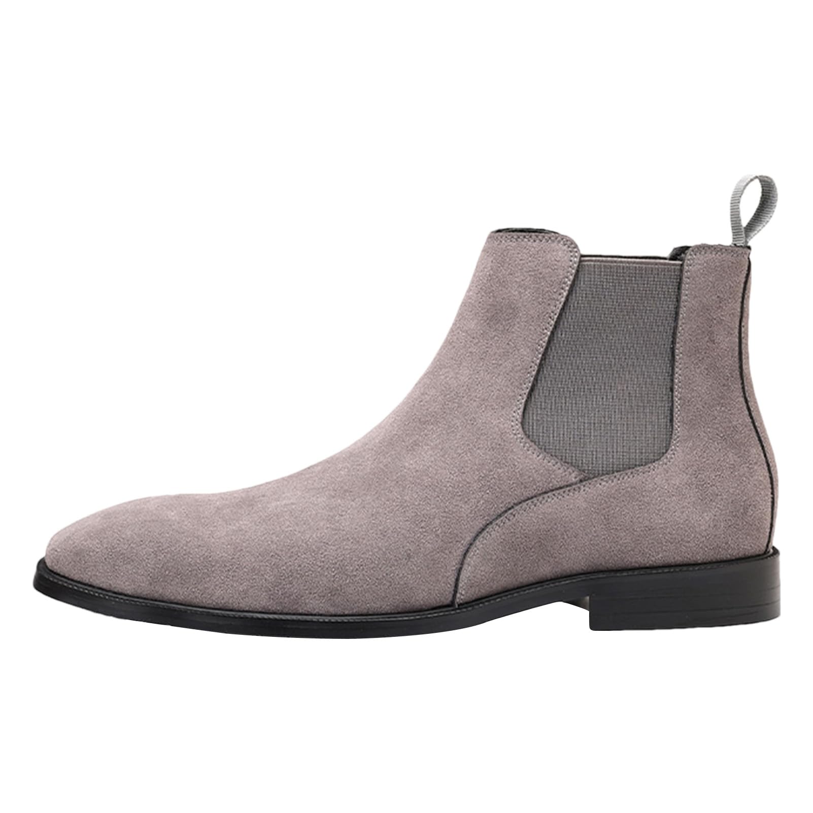 ANUFER Hombres Vacuno Cuero de Ante Botas Chelsea Punta Cuadrado Slip On Vestido Botines de Tobillo