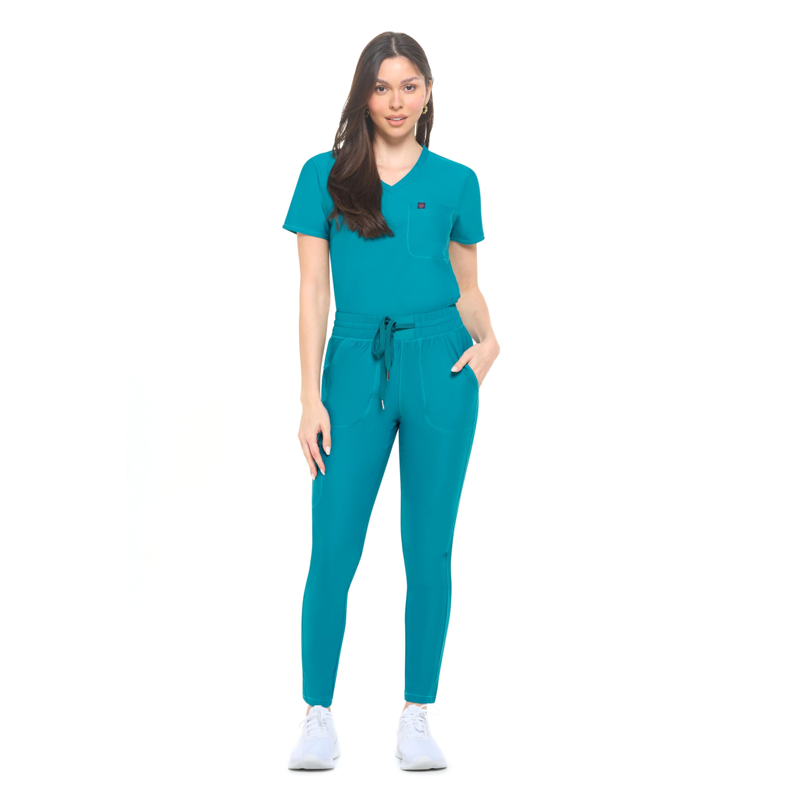 M&M SCRUBS Women's Scrub Set Ultra Stretch Form Fitting Scrubs for Women Set (Teal, Small)