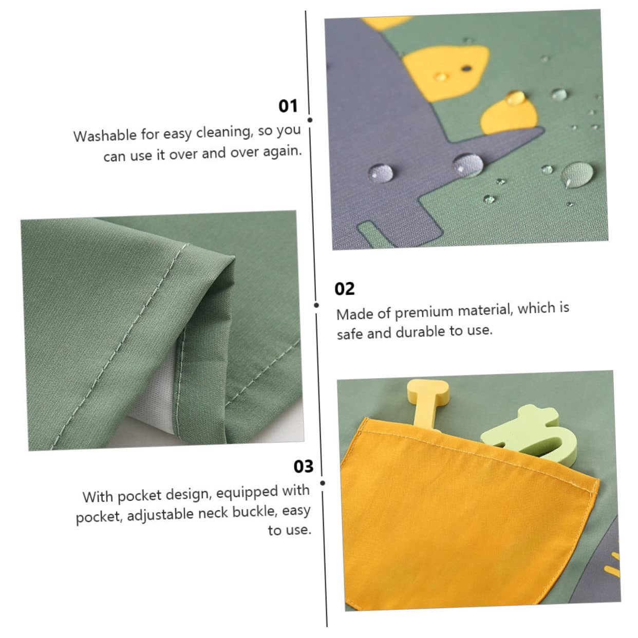 BESPORTBLE 3pezzi Grembiule Per Ragazzo Ragazza Smock Per Disegno e Attività Creative Grembiule Antipolvere Per Età Anni Design Carino Con Motivo Dinosauro Facile Da Pulire e Riutilizzabile