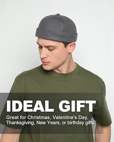 Miniatura 5 de Zylioo Sombreros sin ala XXL de gran tamaño, gorra de calavera grande enrollada, gorra de marinero ajustable, sombrero corto sin visera