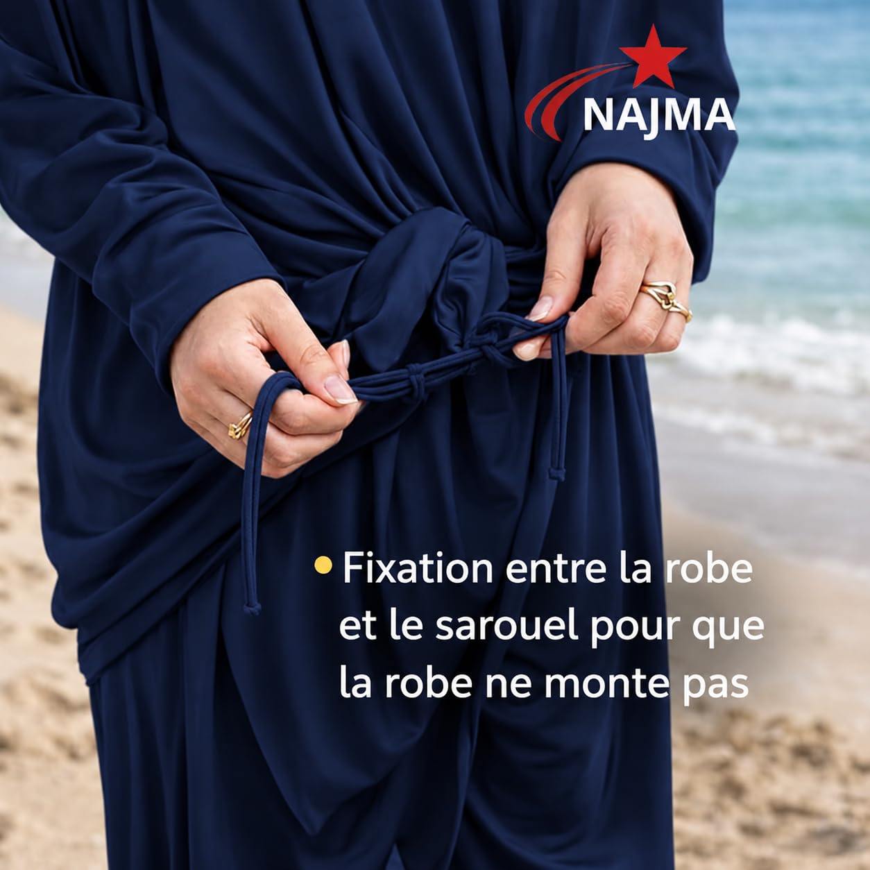 NAJMA Jilbeb de Bain Femme 3 Pièces – Burkini Modeste avec Hijab Intégré – Maillot de Bain Couvrant Anti-UV UPF50+ – Séchage Rapide, Respirant – Plage Piscine Sport