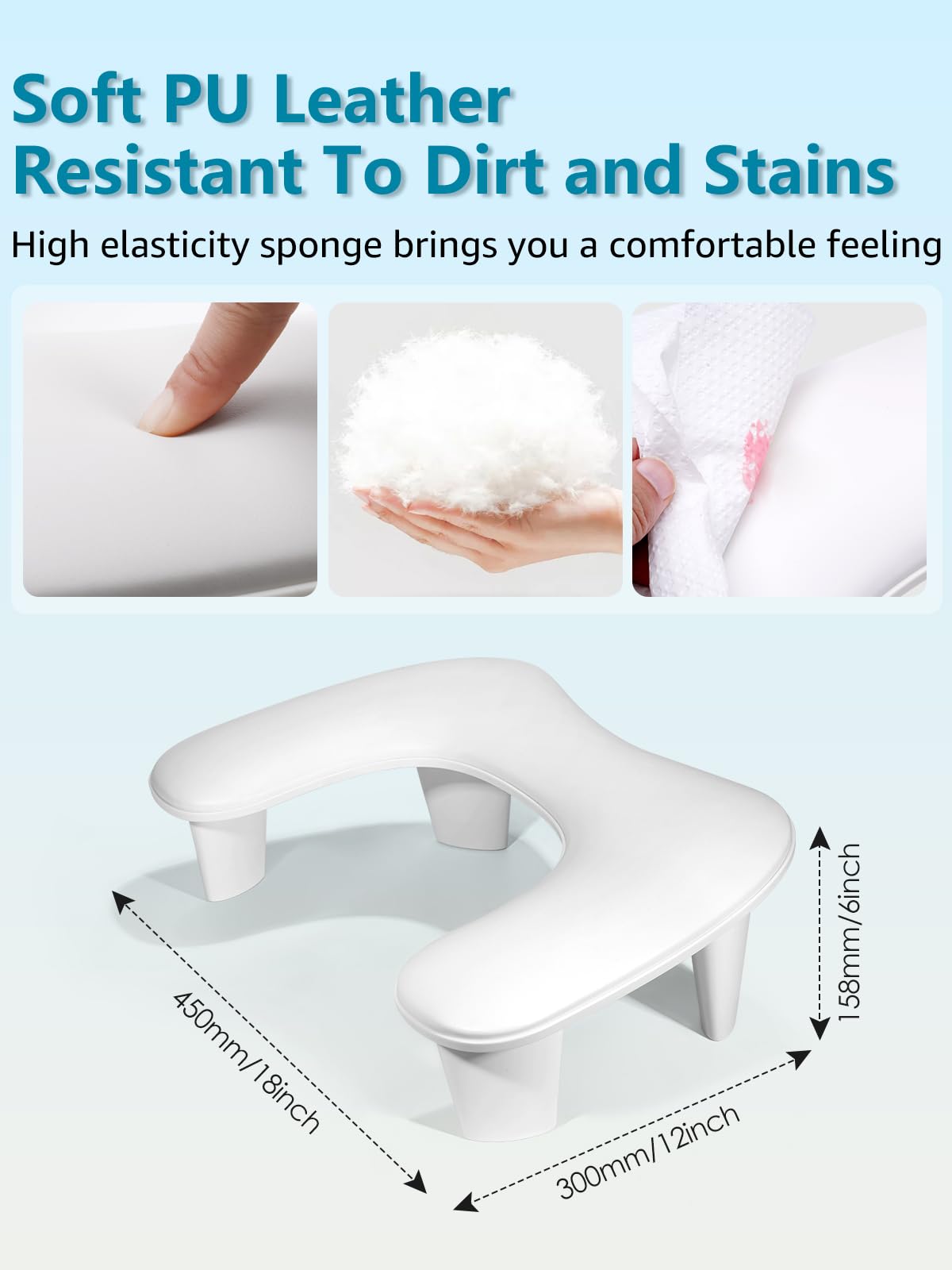 Deciniee Repose Main Ongle: Forme du U Repose Main Manucure pour Table Manucure - Coussin Ongle Repose Mains Ongles Professionnelle pour Prothesiste Ongulaire - Blanc