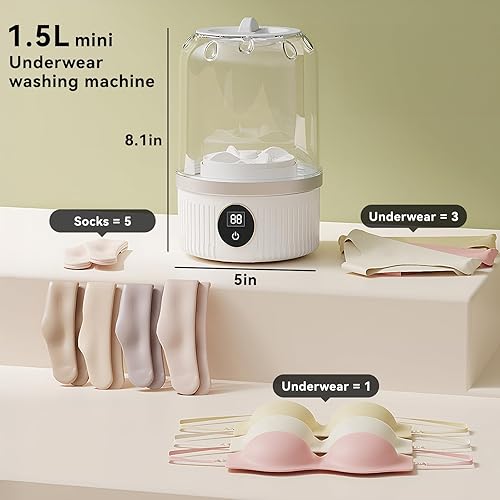 Miniatura 2 de Lavadora de ropa interior, Mini lavadora portátil, Mini lavadora inalámbrica recargable limpia profundamente pequeños artículos de lavandería,
