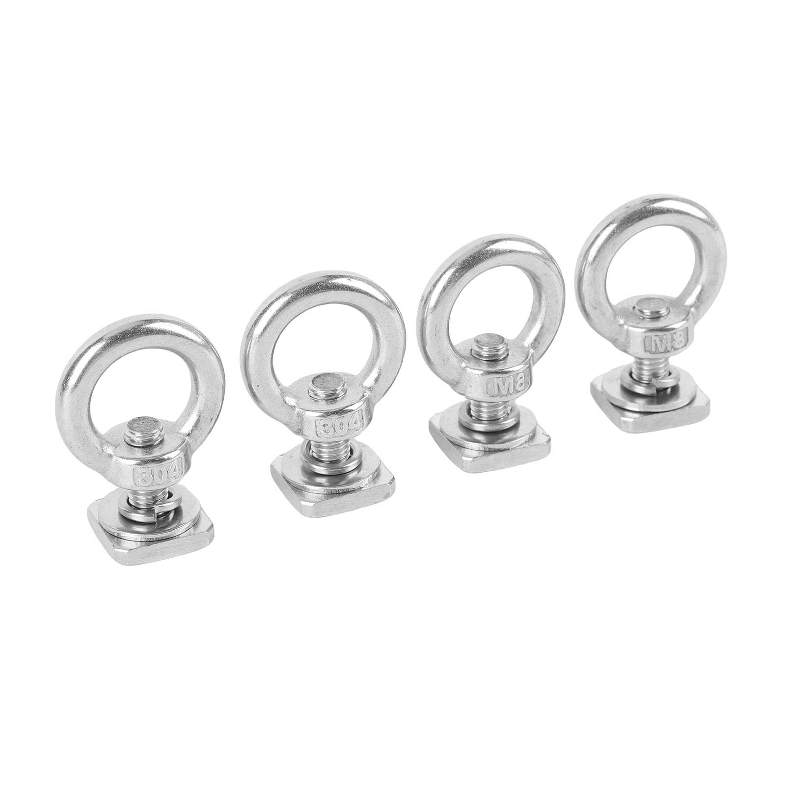 Stainless Steel T Slot Eye T Track Mount Tie Down Rings, Universal for Roof Luggage Racks, Truck Compartments, and More (Silver)