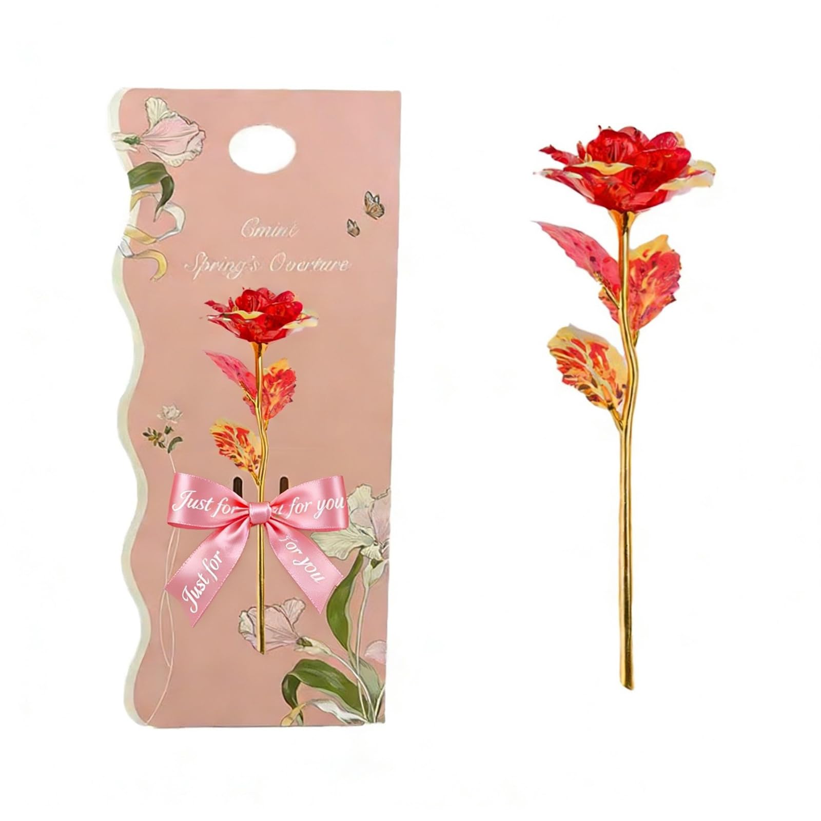 CBMZHF 24K Colorful Galaxy Rose - Valentines Day Gifts for Her, Infinity Artificial Flowers, Eternal Present for Women, Mom, Girlfriend, Wife, Daughter - Mothers Day, Birthday, Christmas (Red)
