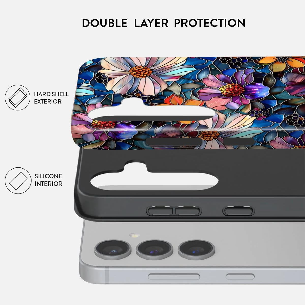 Compatible for Samsung Galaxy A36 Case,Two Layer Protection Heavy Duty Cover,Compatible for Samsung Galaxy A36 Phone Case,Artistic Stained Glass Floral - Image 2