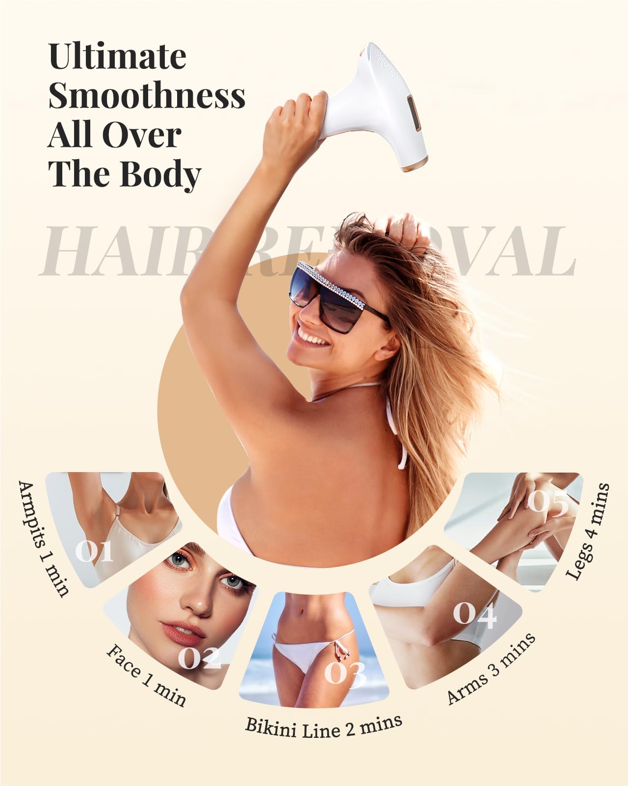 Haarlosy IPL Devices Hair Removal Laser - Painless Hair Removal Device with 3 Advanced Functions HR/SC/RA, 9 Levels, 999,900 Flashes at Home for Women, Men, Armpits, Bikini, Legs, Body - 5