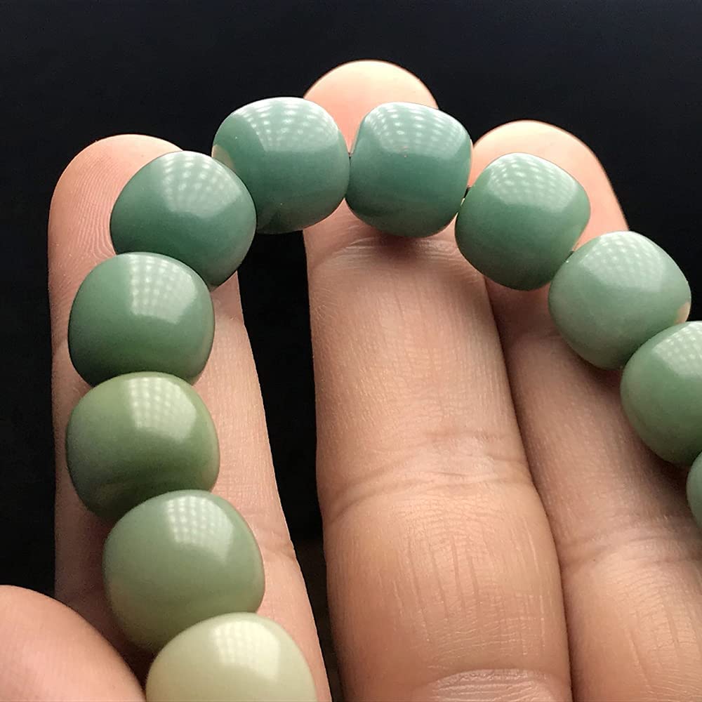 Rosarios de Mano, Las Pulseras de un Solo círculo raíz Bodhi Verde, Cuentas Buda, Pueden traer Buena Suerte, Riqueza y Salud, adecuadas for Hombres Mujeres (Color : Wit)(Green)