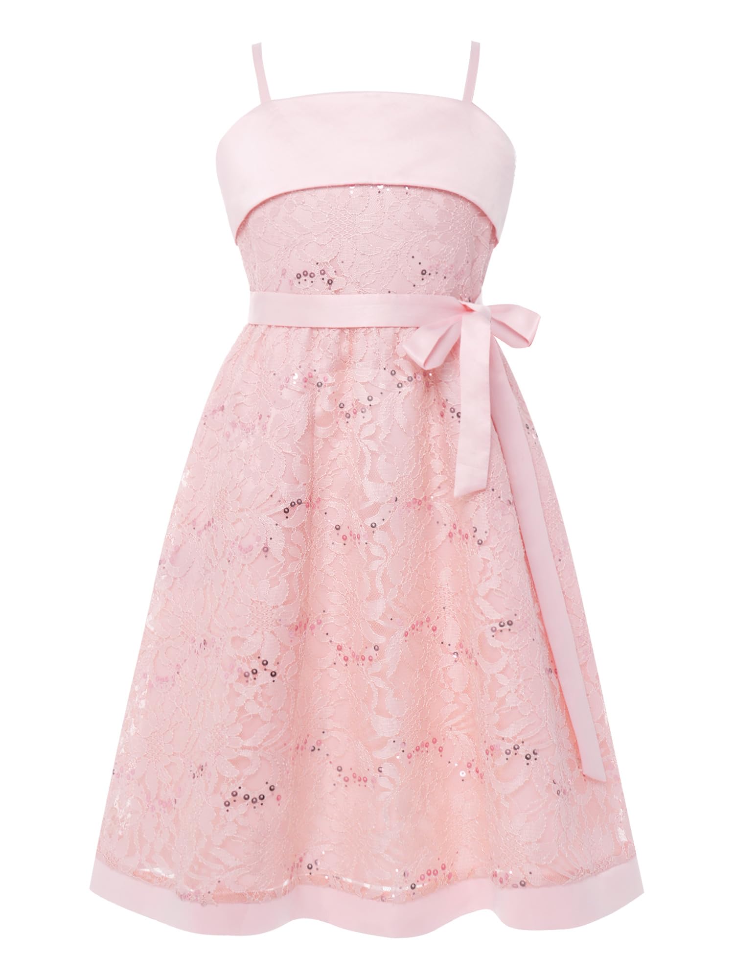 Aislor Bambini Vestito Cerimonia da Festa di Compleanno per Ragazze Abito | Spaghetti Straps,Collo Quadrato,Cintura Larga Seta,Festa Di Compleanno,Sera,Battesimo,Vacanze,Eventi,Nozze,Festivi,Banchetto